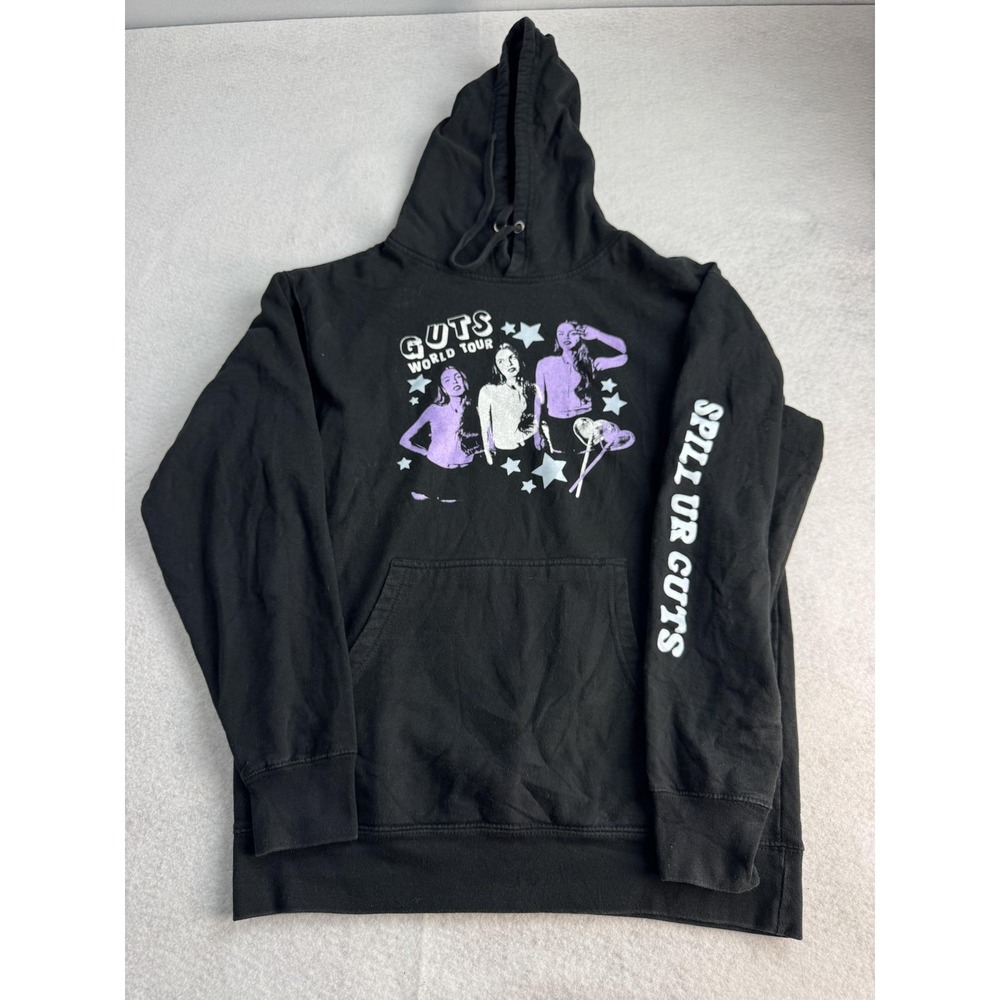 Olivia Rodrigo Guts World Tour Hoodie Womens Medium Black Graphic Sweatshirt‎